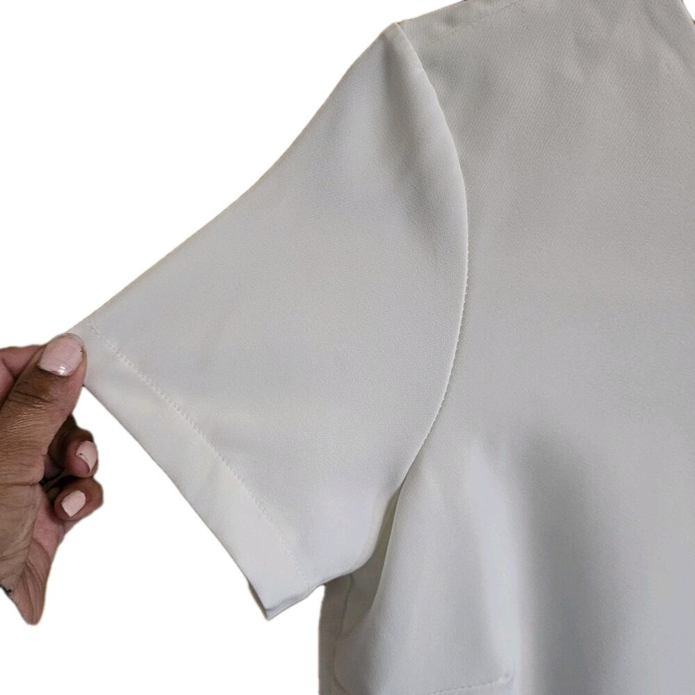 LULUS Shift Chic Ivory Shift Dress Short Sleeve Lined Sz M Minimalist Classy - Picture 4 of 7